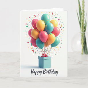 Cartão de Aniversário de Balões Pastel Dulce