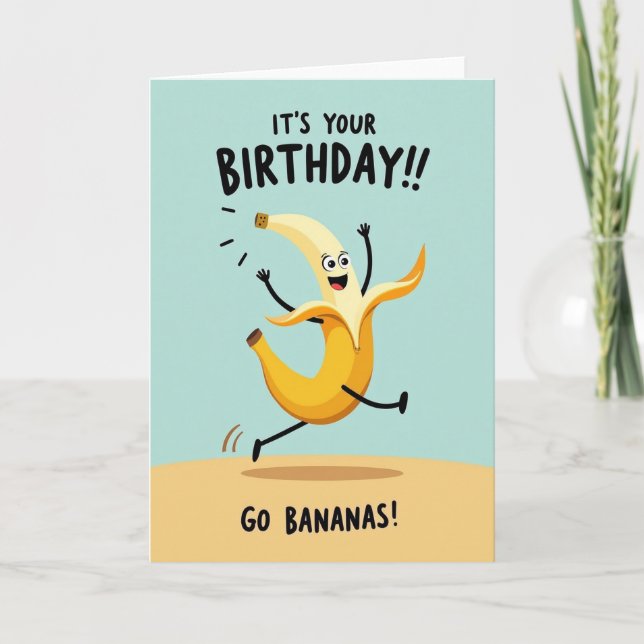 Cartão de Aniversário de Banana Alegre (Frente)