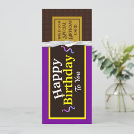 Cartão de aniversário de Bar doce de chocolate per