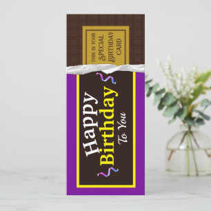 Cartão de aniversário de Bar doce de chocolate per