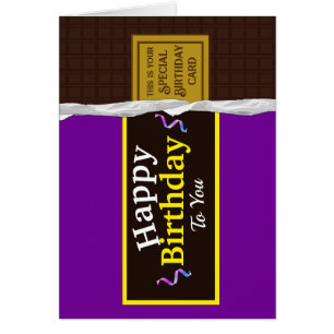Cartão de aniversário de Bar doce de chocolate per