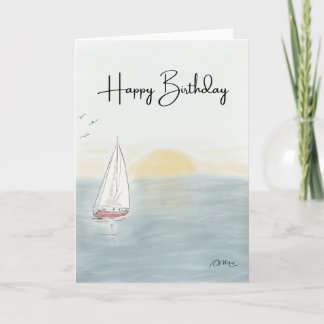 Cartão de Aniversário de Barco à Vela