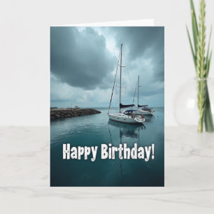 Cartão de Aniversário de Barco à Vela Alegre