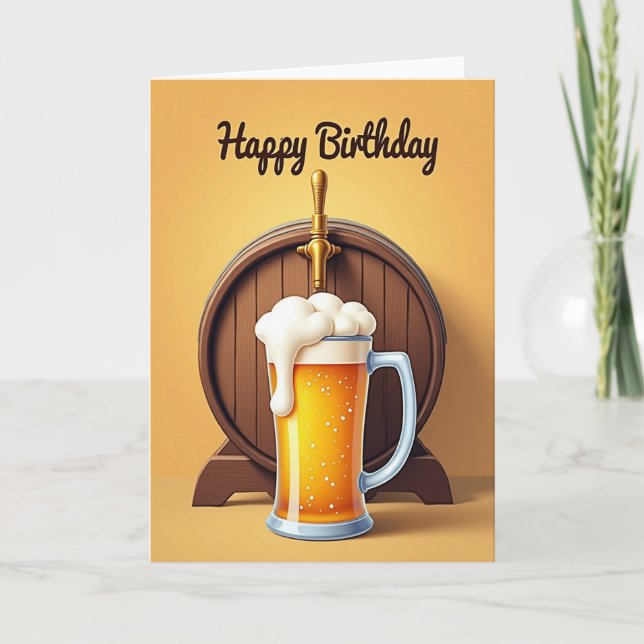 Cartão de Aniversário de Barril Rústico (Frente)