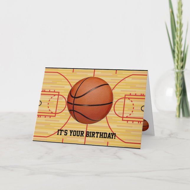 Cartão de Aniversário de Basquete e Design de Quad (Frente)