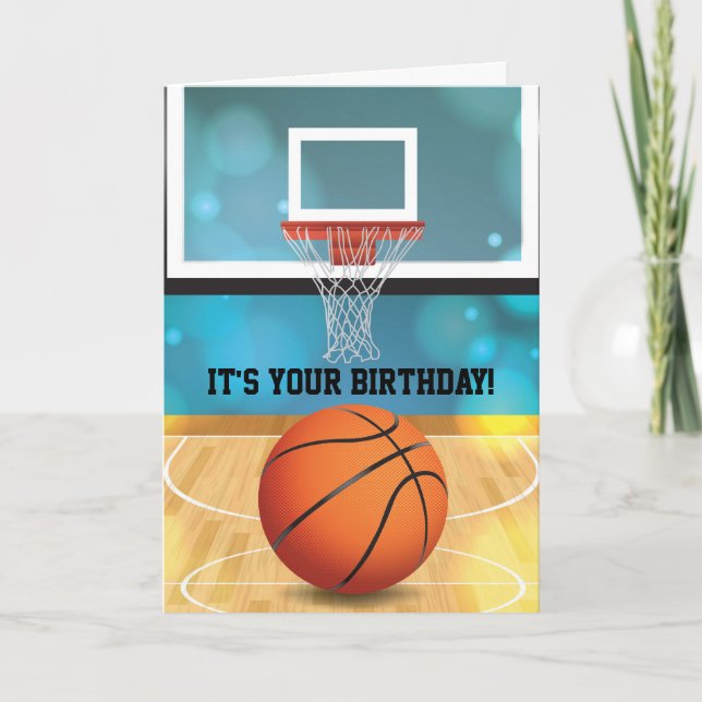 Cartão de Aniversário de Basquete e Design de Quad (Frente)