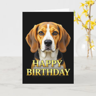 CARTÃO DE ANIVERSÁRIO DE BEAGLE EM CLOSEUP NÍTIDO