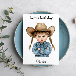 Cartão de Aniversário de Bebê Cowgirl Engraçado