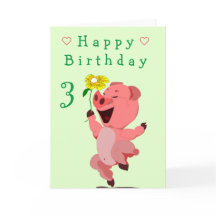 Cartão de Aniversário de Bebê Porco Feliz com Marg