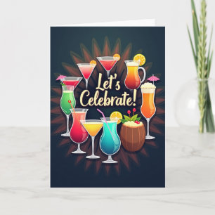 Cartão de Aniversário de Bebidas Festivas
