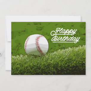 Cartão de aniversário de beisebol em verde