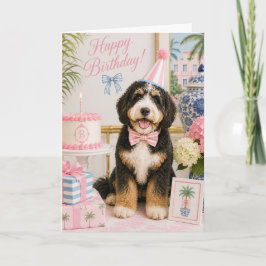 Cartão de Aniversário de Bernedoodle Elegante