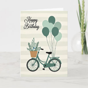 Cartão de Aniversário de Bicicleta Verde Doce