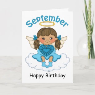 Cartão de Aniversário de Birthstone Angel Brunette