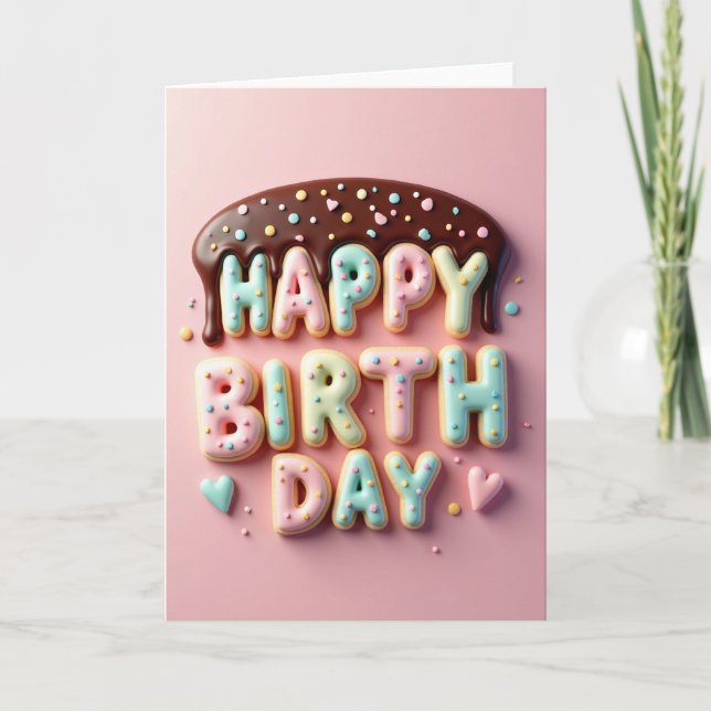 Cartão de Aniversário de Biscoito (Frente)
