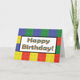Cartão de Aniversário de Blocos e Tijolos de Const