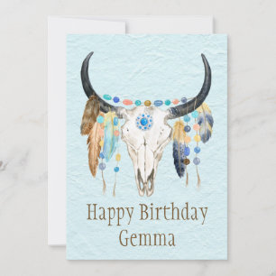 Cartão de Aniversário de Boho Decorado