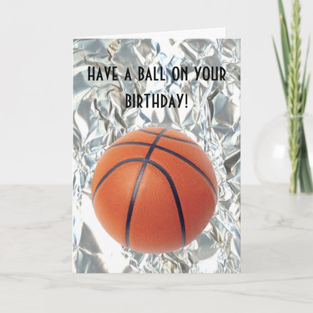Cartão de Aniversário de Bola de Basquete (Frente)