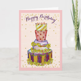 Cartão de aniversário de Bolo