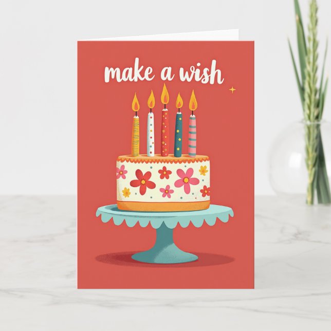 Cartão de Aniversário de Bolo Antigo (Frente)