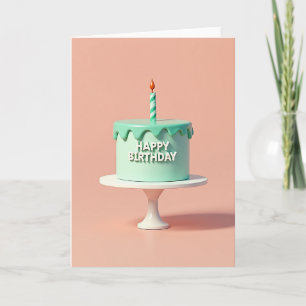 Cartão de Aniversário de Bolo Aqua Doce