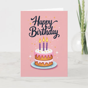 Cartão de Aniversário de Bolo Caprichoso