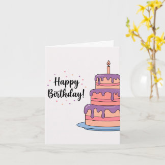 Cartão de Aniversário de Bolo com Cobertura Roxa P