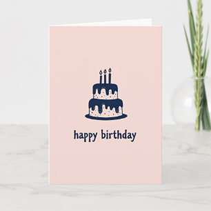 Cartão de Aniversário de Bolo Cor-de-Rosa