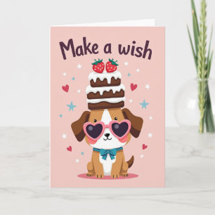 Cartão de Aniversário de Bolo de Cachorro Doce