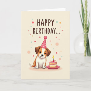 Cartão de Aniversário de Bolo de Cachorro Fofo