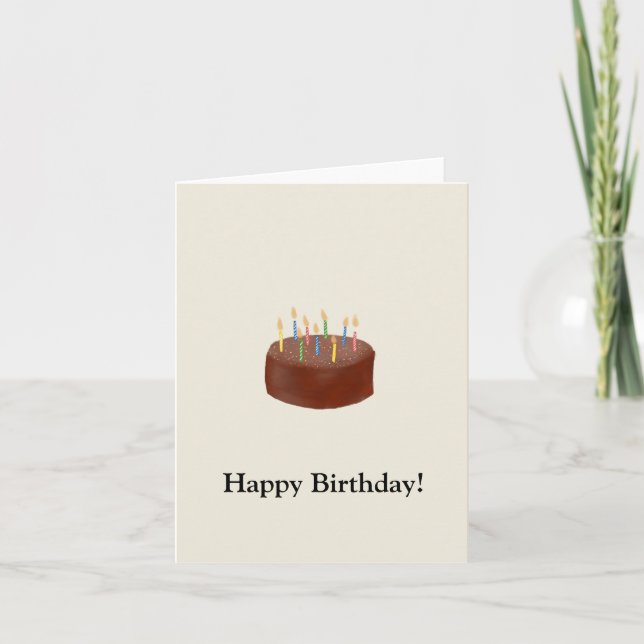 Cartão de aniversário de bolo de chocolate (Frente)