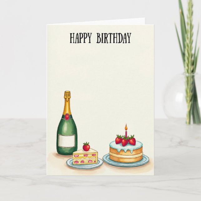 Cartão de Aniversário de Bolo de Creme (Frente)