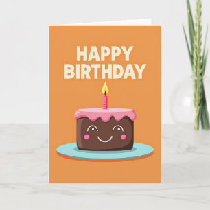 Cartão de Aniversário de Bolo de Laranja