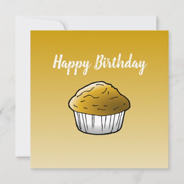 Cartão de Aniversário de Bolo de Muffin de Baunilh (Frente)