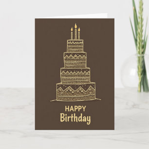 Cartão de Aniversário de Bolo Desenhado