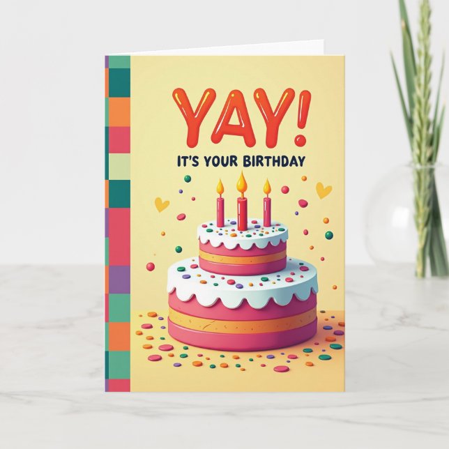 Cartão de Aniversário de Bolo Iluminado (Frente)