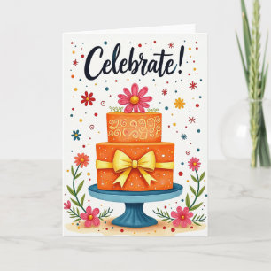 Cartão de Aniversário de Bolo Jubiloso
