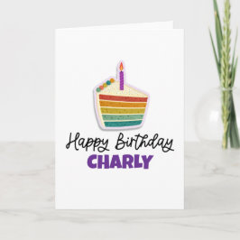 Cartão de Aniversário de Bolo Personalizado Arco-Í