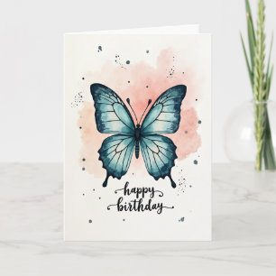 Cartão de Aniversário de Borboleta em Aquarela