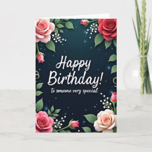 Cartão de aniversário de borda de rosa especial