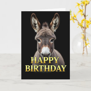 CARTÃO DE ANIVERSÁRIO DE BURRO EM CLOSEUP NEGRITO