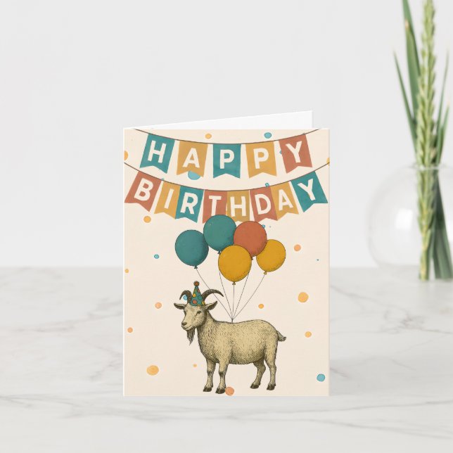 Cartão de Aniversário de Cabra - Festa Engraçada (Frente)