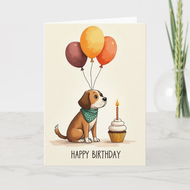 Cartão de Aniversário de Cachorrinho (Frente)