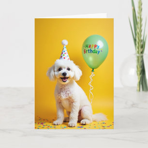 Cartão de Aniversário de Cachorrinho Branco Alegre