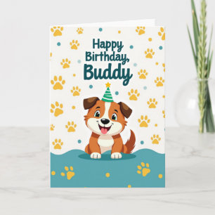 Cartão de Aniversário de Cachorrinho de Desenho