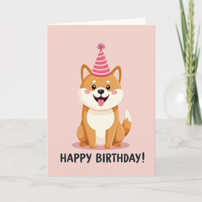 Cartão de aniversário de cachorro alegre (Frente)