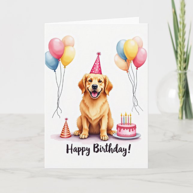 Cartão de Aniversário de Cachorro Alegre (Frente)