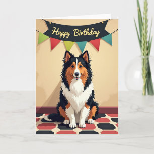 Cartão de Aniversário de Cachorro Artístico