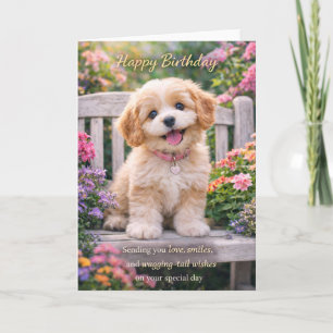 Cartão de Aniversário de Cachorro – Banco de Jardi