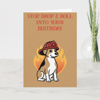 Cartão de Aniversário de Cachorro Bombeiro
